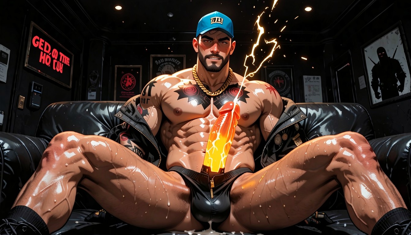 Heavy Condensation On Vip Room Surfaces, God Of Thunder As Special Ops Swat Team Soldier, Intense Piercing Hazel Eyes Staring Directly At Camera With Dominant Gangster Gaze AI Gay Porn