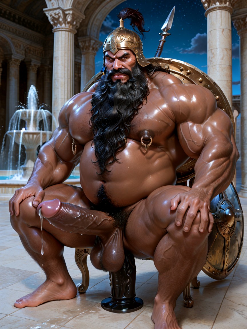 Massive Calves, Dildo Ride, Fat AI Gay Porn