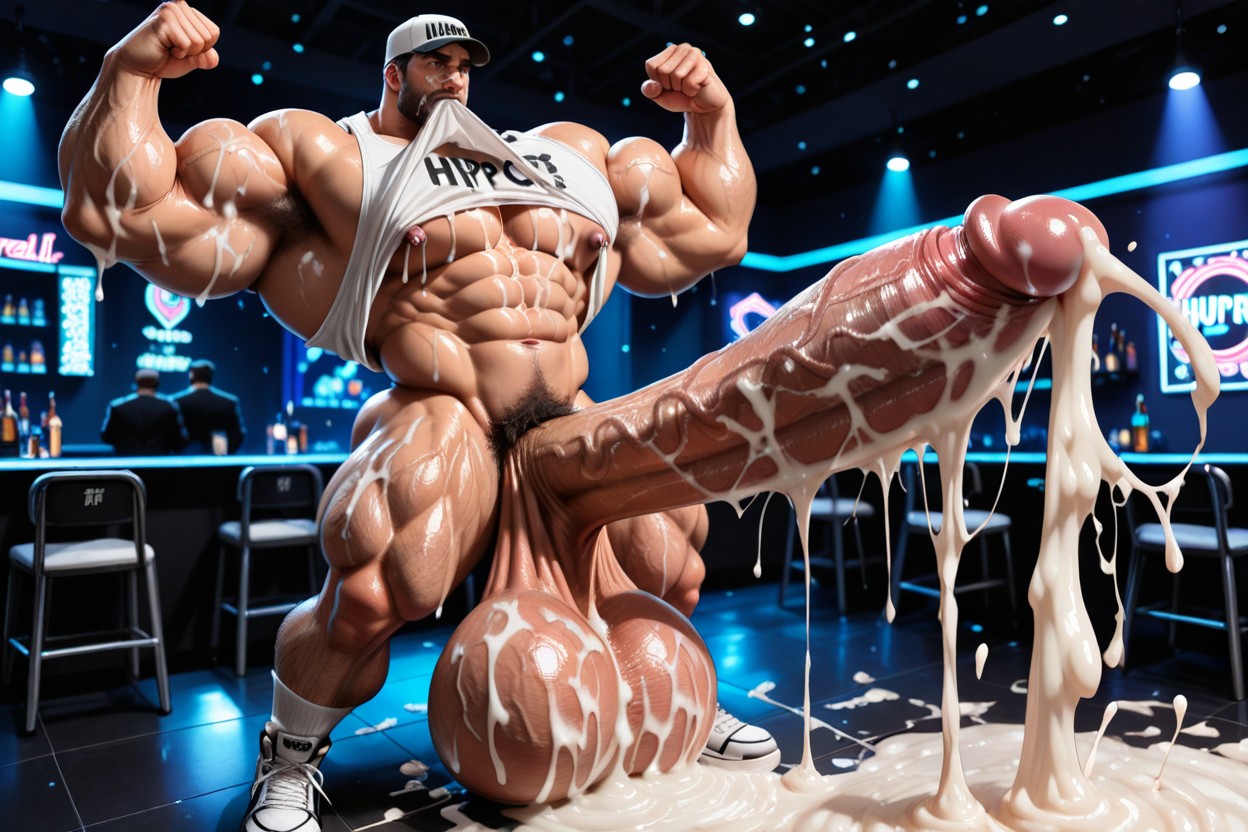 Hyper Cock Longer And Thicker Than Body, Gigantic Fully Erect Penis, Giant Testicles AI Gay Porn