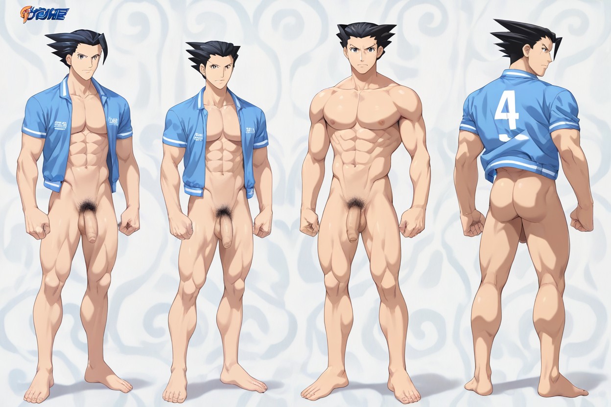 The Bodies Are, Four Men Standing, Spiky Ends Of Eyebrows AI Gay Porn