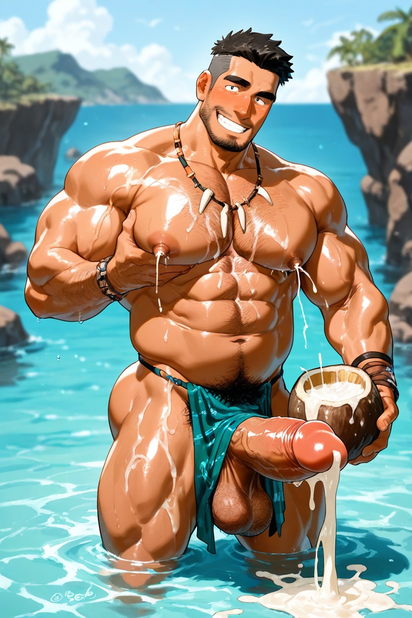 Penis Out Of Loincloth, Bubble Butt, Chest Hair AI Gay Porn