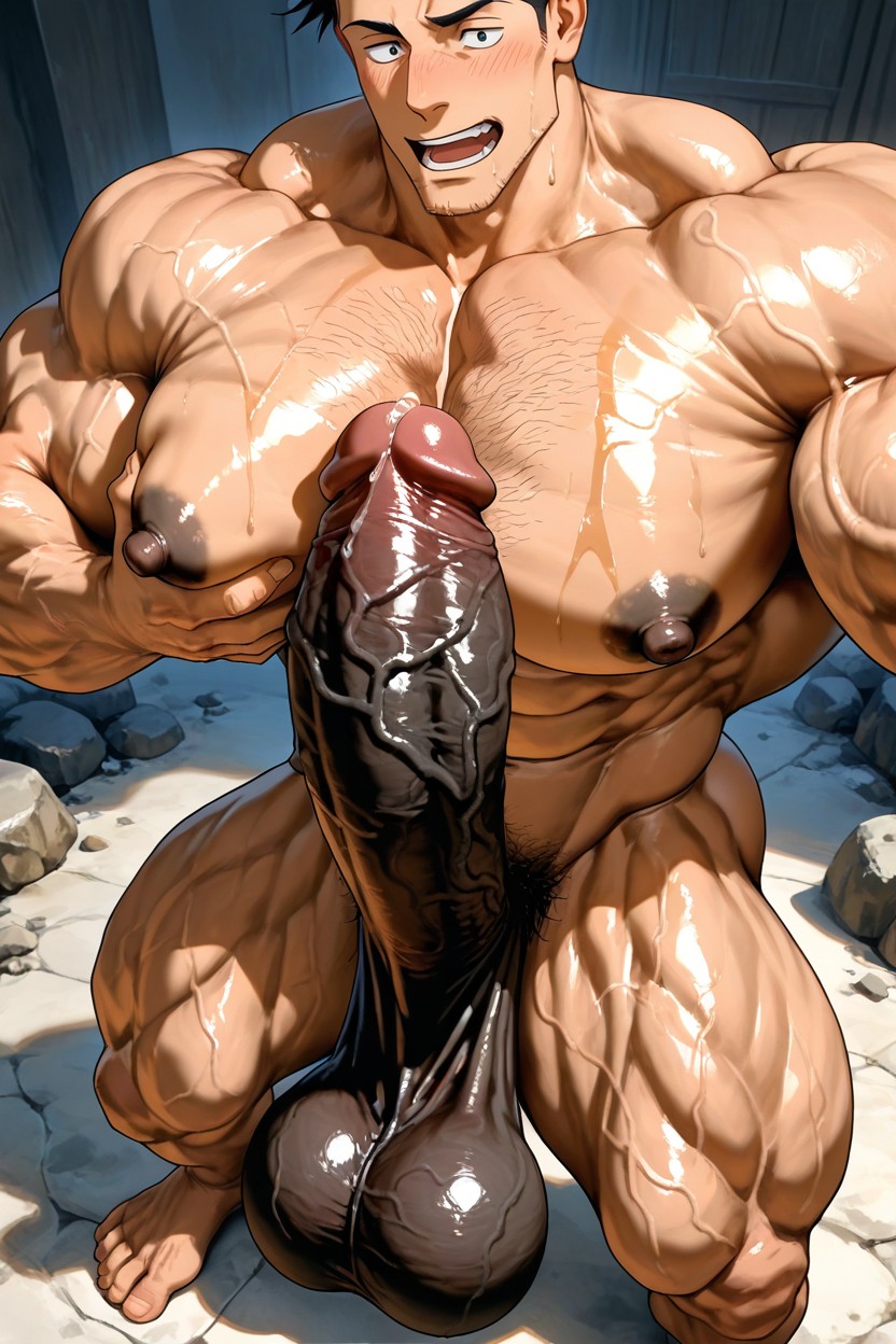 Muscular, Nude, Hyper Exaggerated Gigantic Muscle Physique AI Gay Porn