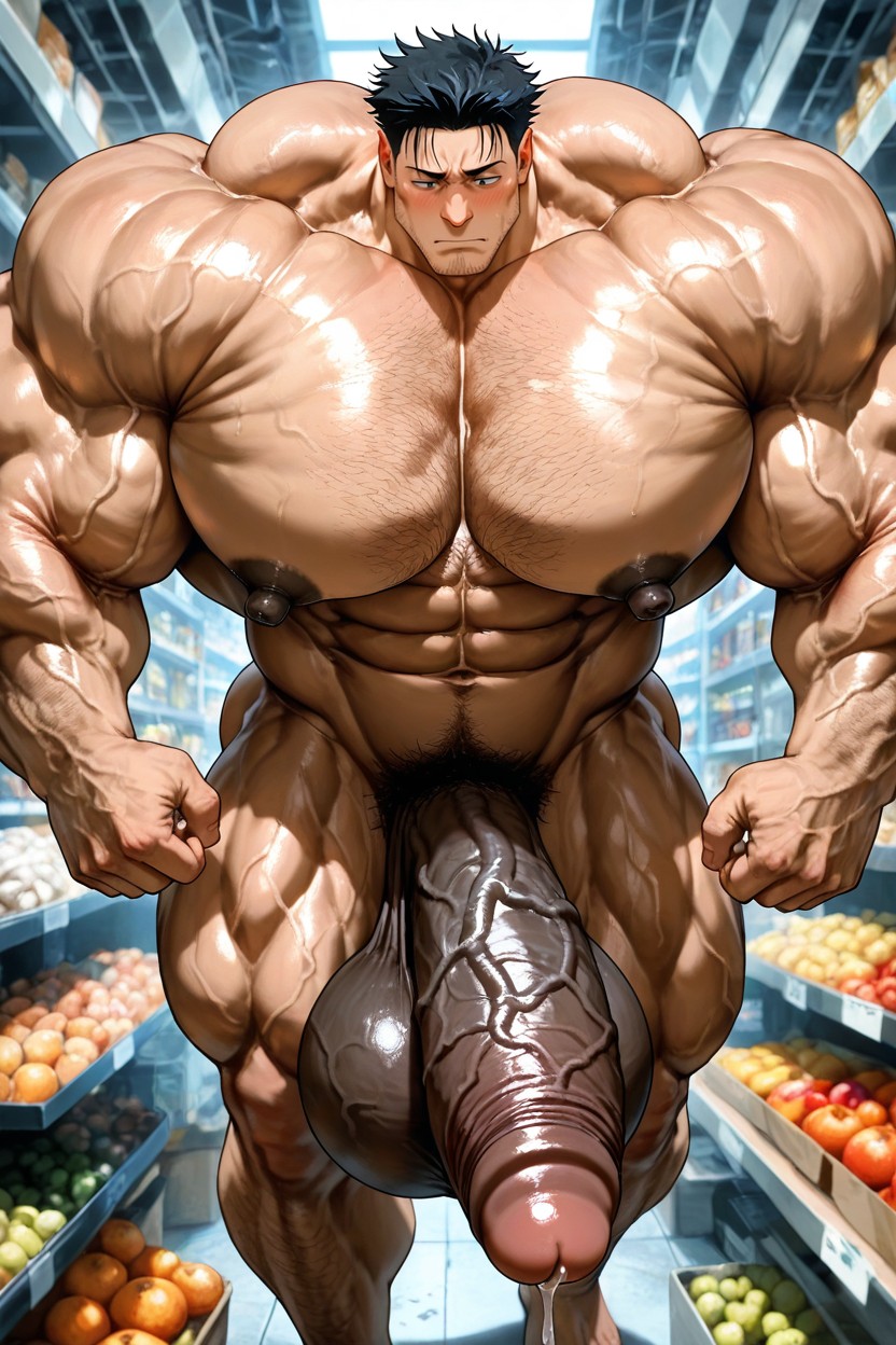 Enormous Bulging Chest And Arms, Oiled Skin, Hairy Derierre AI Gay Porn