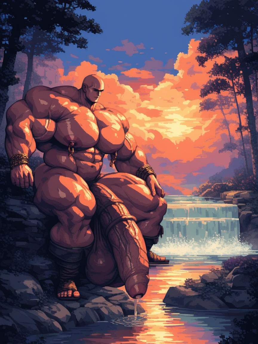 Thick Waist, Foreskin, Gigantic Oversized Heavy Sagging Balls AI Gay Porn