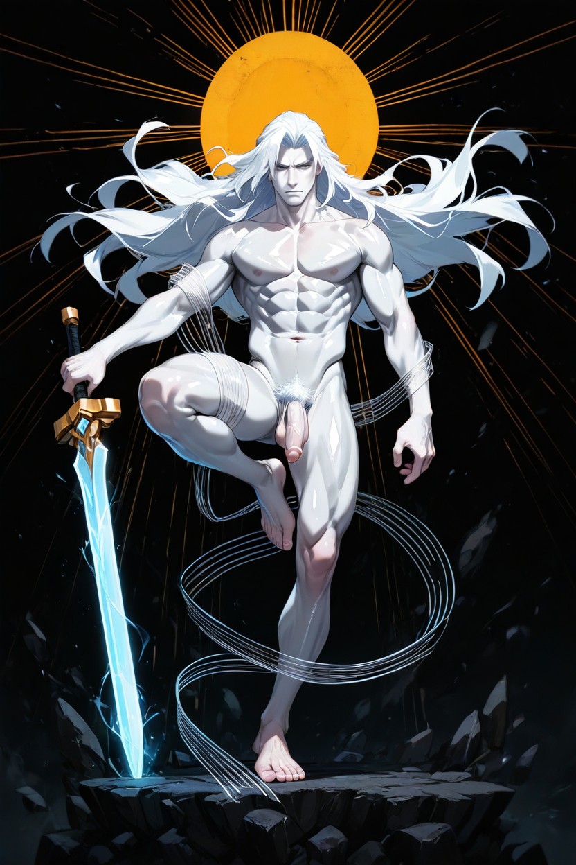 Lively Personality, Long White Hair, Male Only AI Gay Porn
