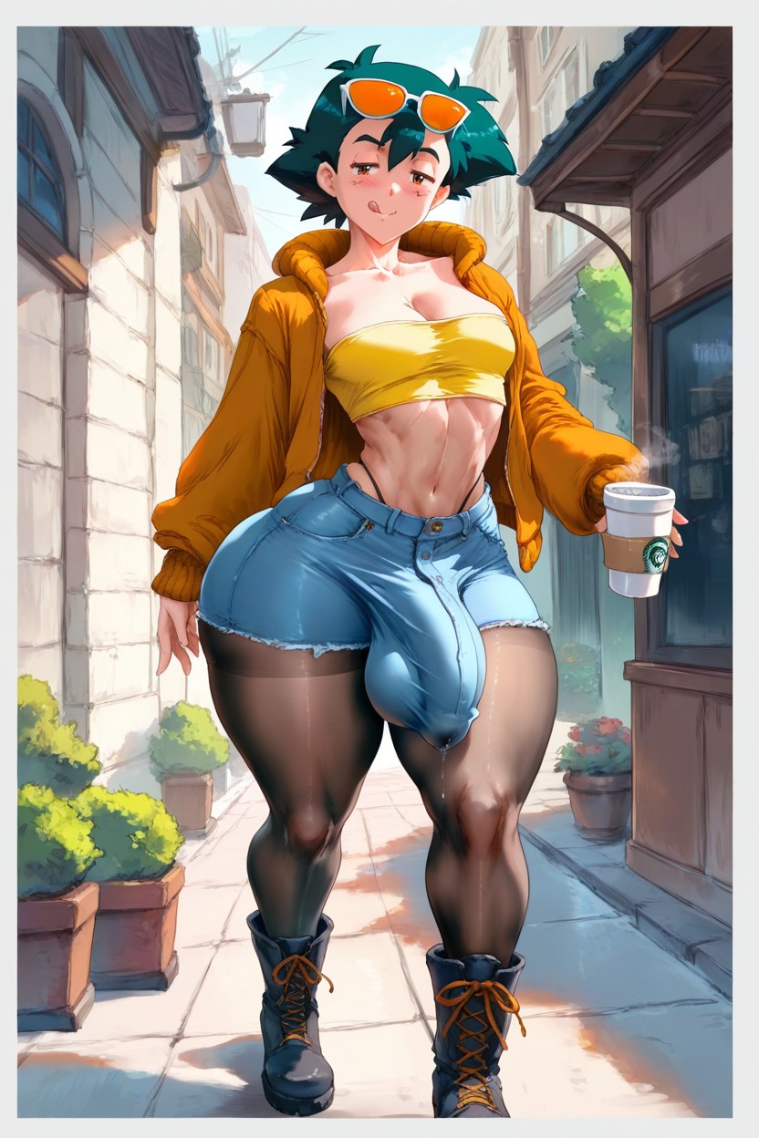 Fisheye Camera, Low-rise Denim’s Thong, Thick Femboy AI Gay Porn