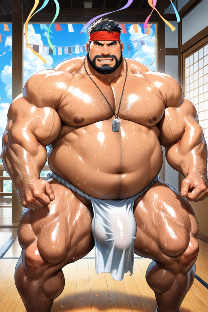 Heavy Hairy Body, Fat, Realistic Anatomy AI Gay Porn