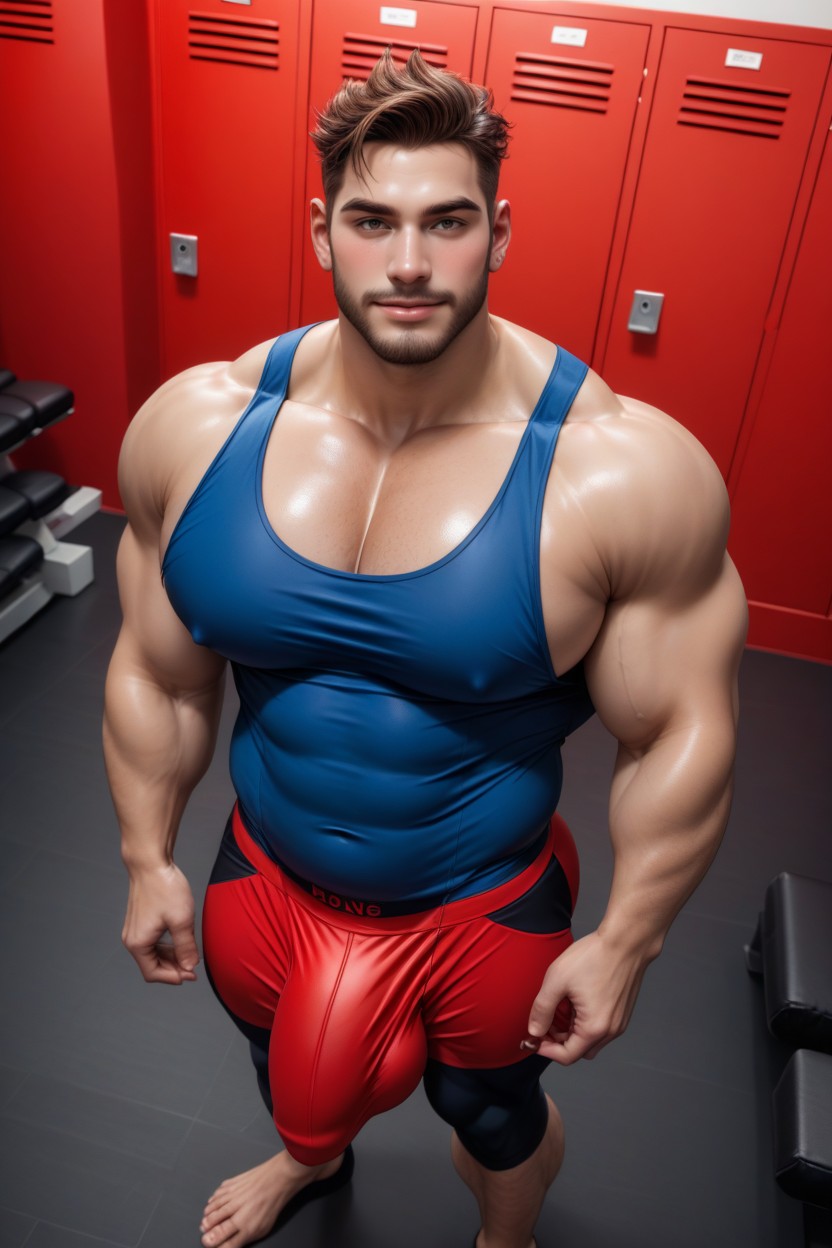 Cosplay, Hot Red Gym, Standing AI Gay Porn