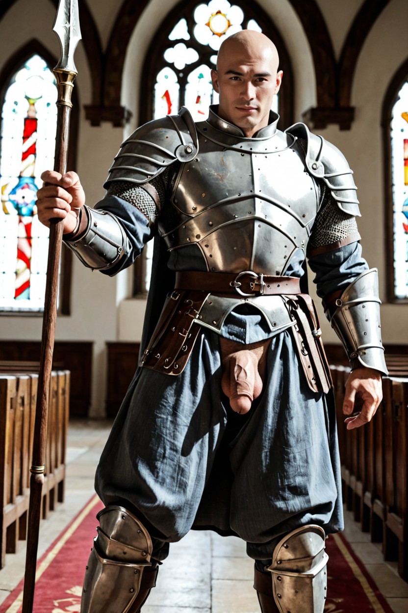 Cloth Trousers Underneath Armor, Korea Man, Medieval Knight Outfit AI Gay Porn