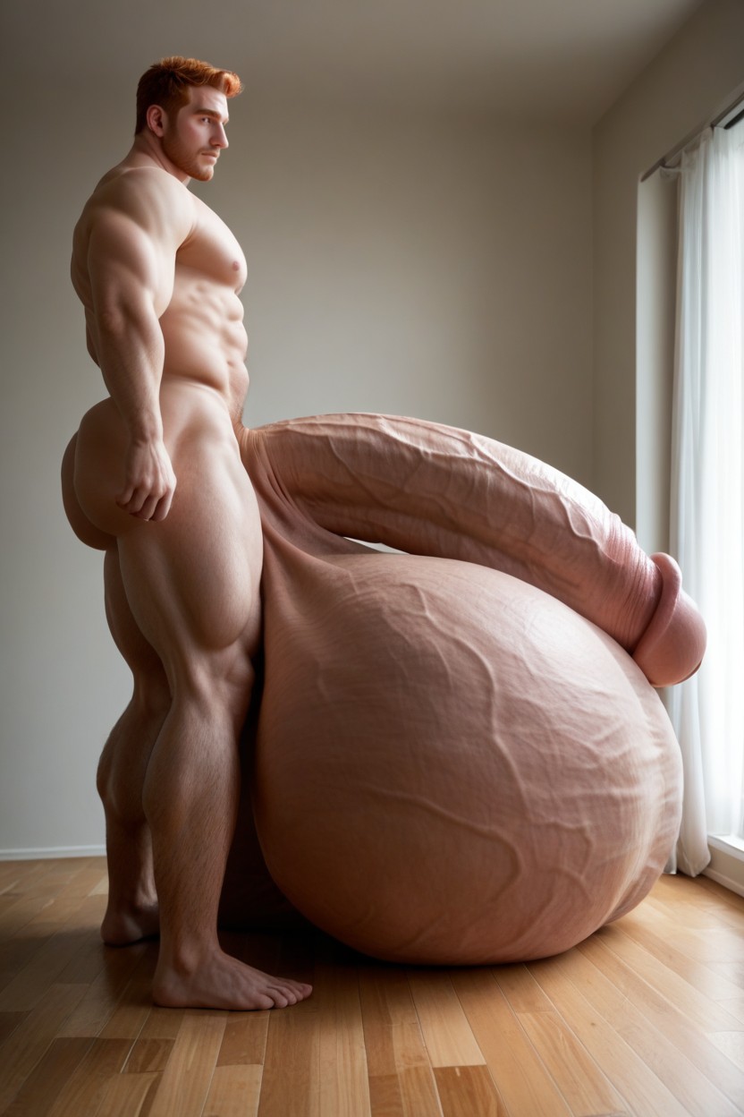 Extreme Oversized Hyper Balls, Oversized Hyper Long Penis, Cock Bigger Than Human AI Gay Porn