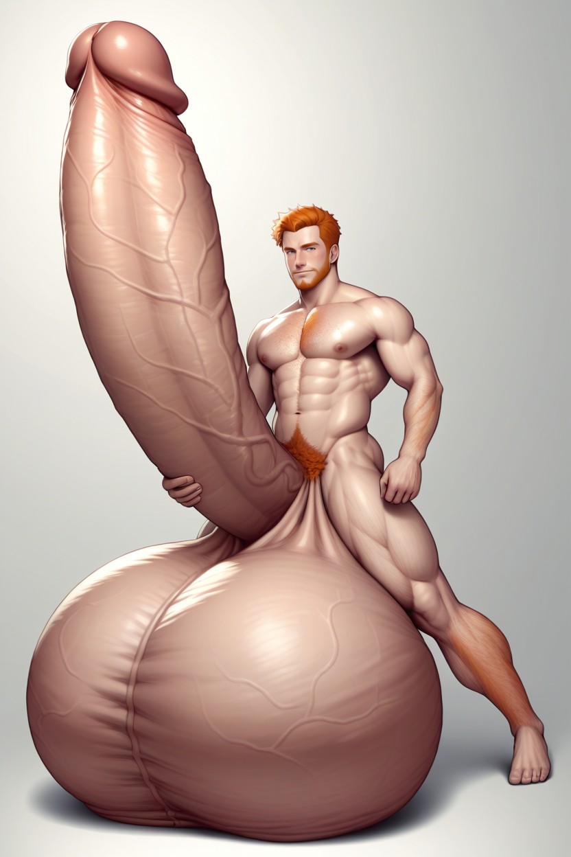 Balls Bigger Than Human, Facial Freckles, Ginger Pubic Hair AI Gay Porn