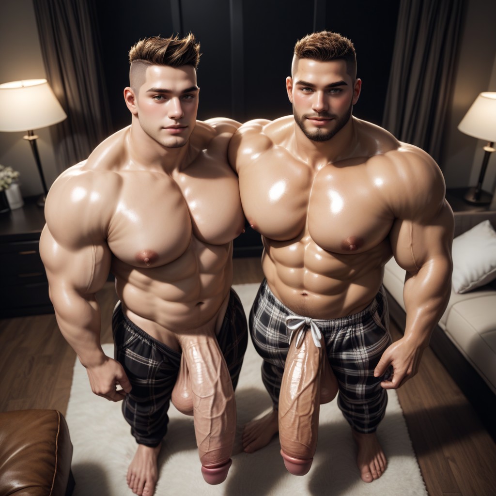 Erect Penis, Big Huge Feet, Big Round Pecs AI Gay Porn