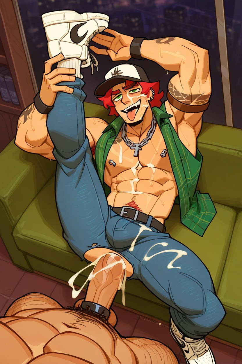 Red Hair, Masivo, Disheveled Hair Porno gay IA