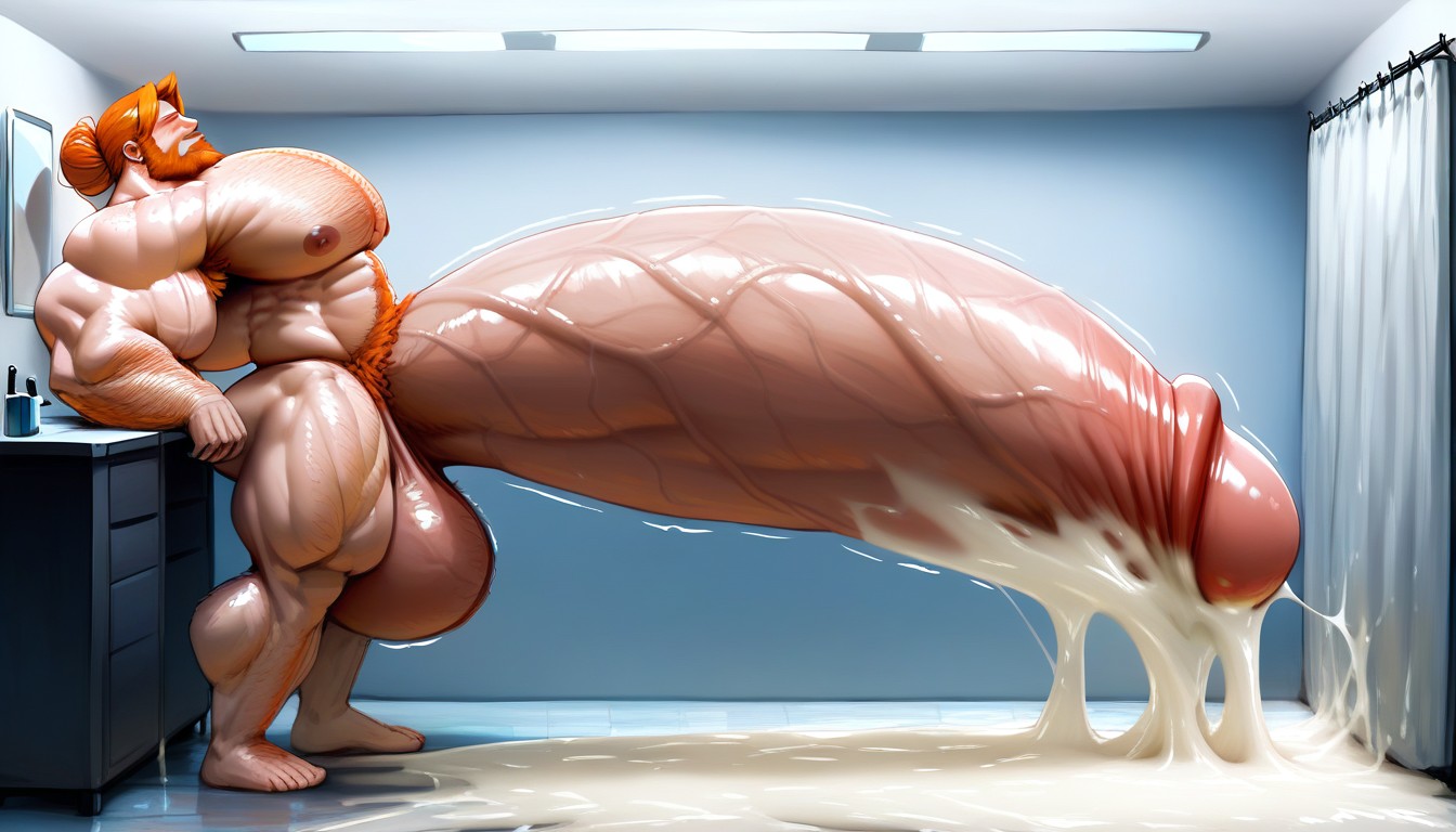 Excessive Cum, Gigantic Penis Bigger Than His Own Body, Hyper Gigantic Macro Penis AI Gay Porn