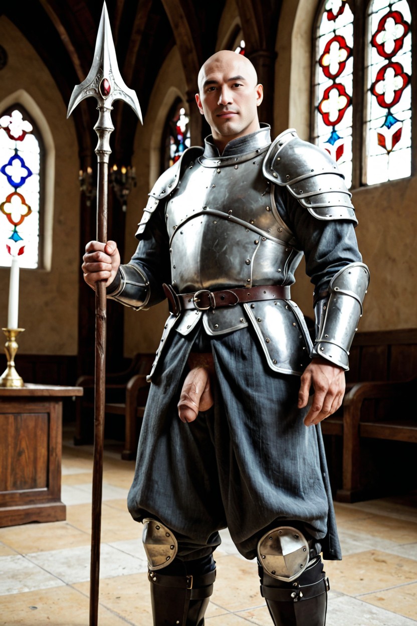 Armored Gauntlets, Wide Lats, Fair Skin AI Gay Porn