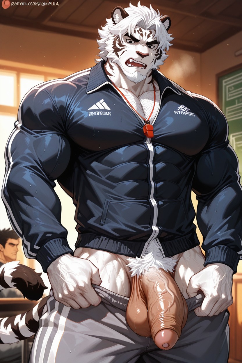 Grey Sweatpants, Six-pack Abs, Black Eyes AI Gay Porn