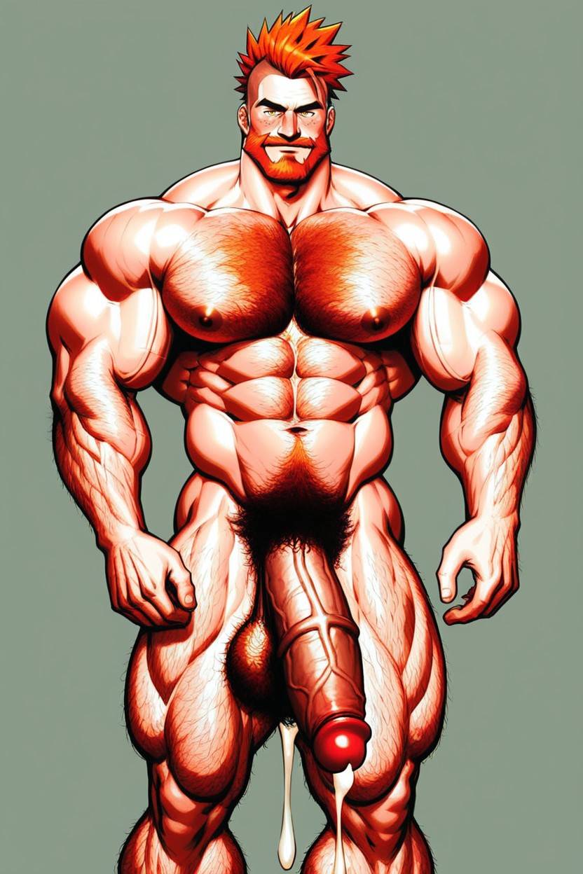 Bushy Hairy Balls, Cum Dripping, Spiked Hair AI Gay Porn