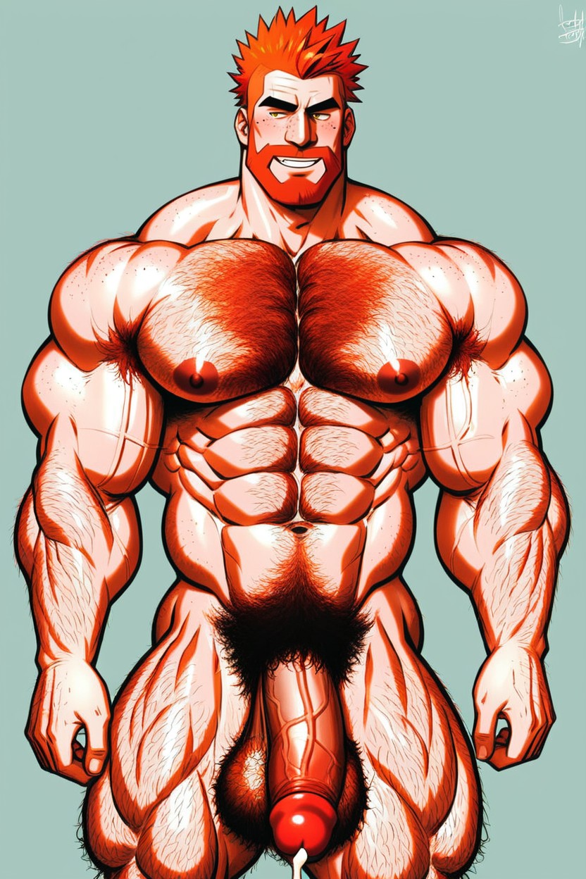 Excessive Hairy Body, Pelo Pelirrojo, Masculine Porno gay IA