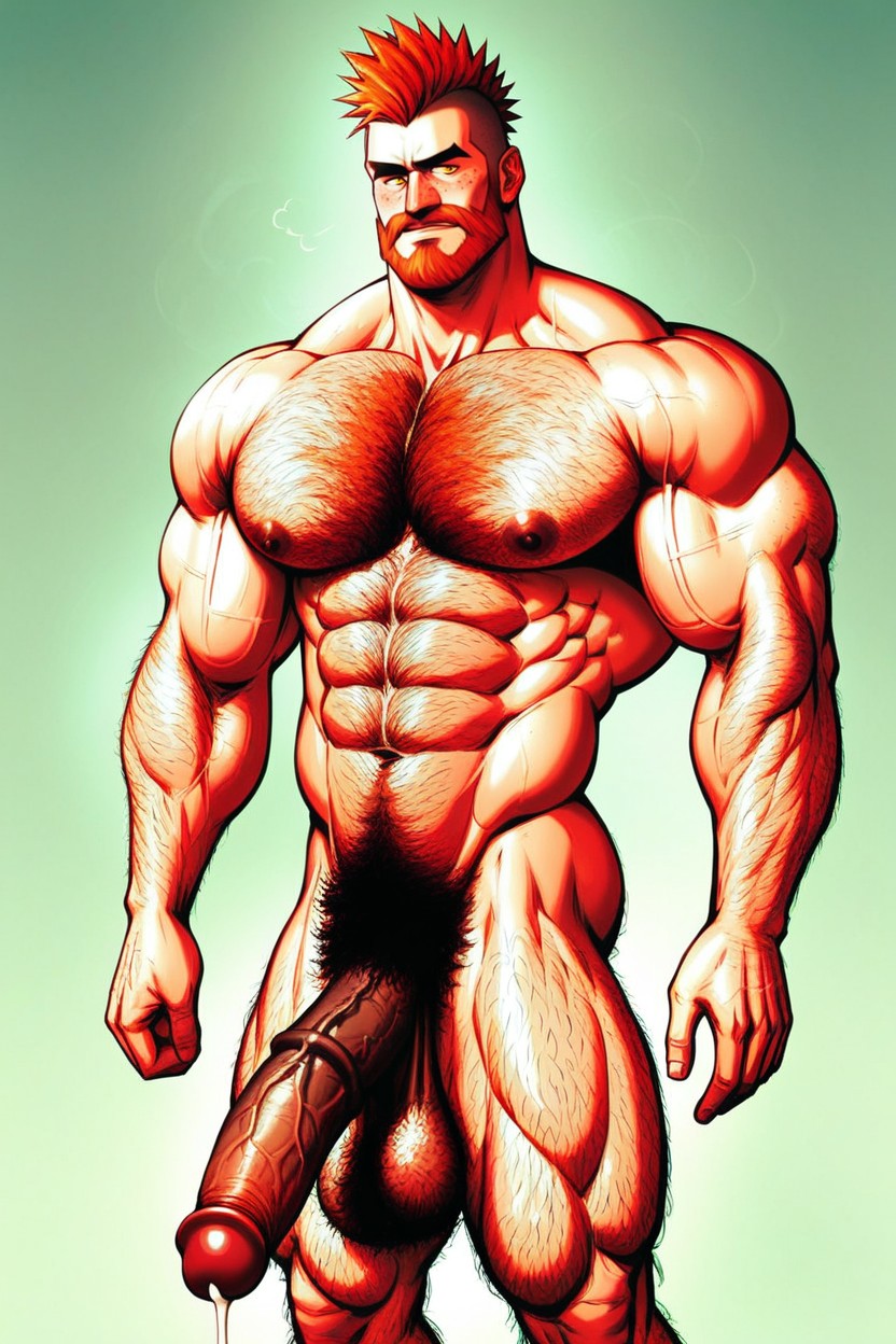 Bushy Hairy Legs, Spiked Hair, Yellow Eyes AI Gay Porn