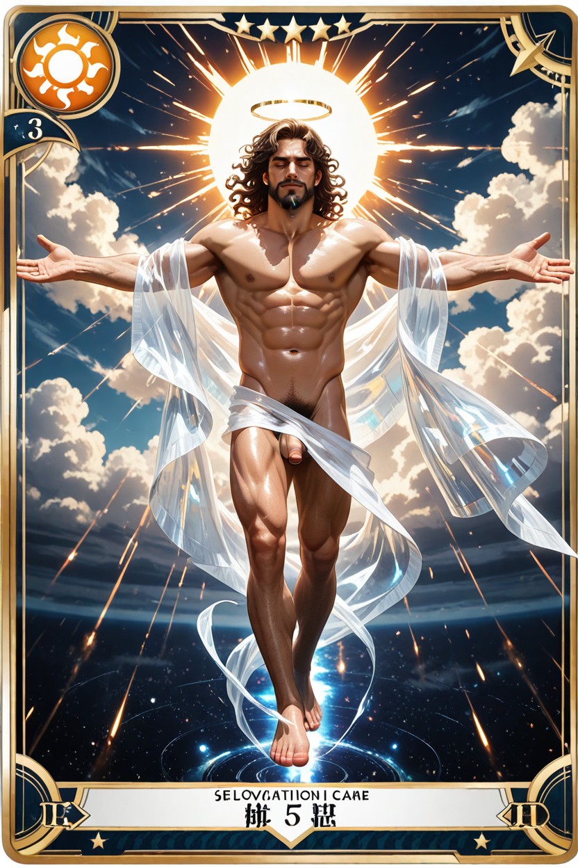 Full Naked, Closed Eyes, Transparent Shawl Wrapped Around Body AI Gay Porn