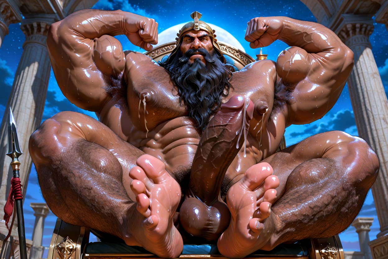 Hyper Nipples, Sweaty, Sitting On Throne AI Gay Porn