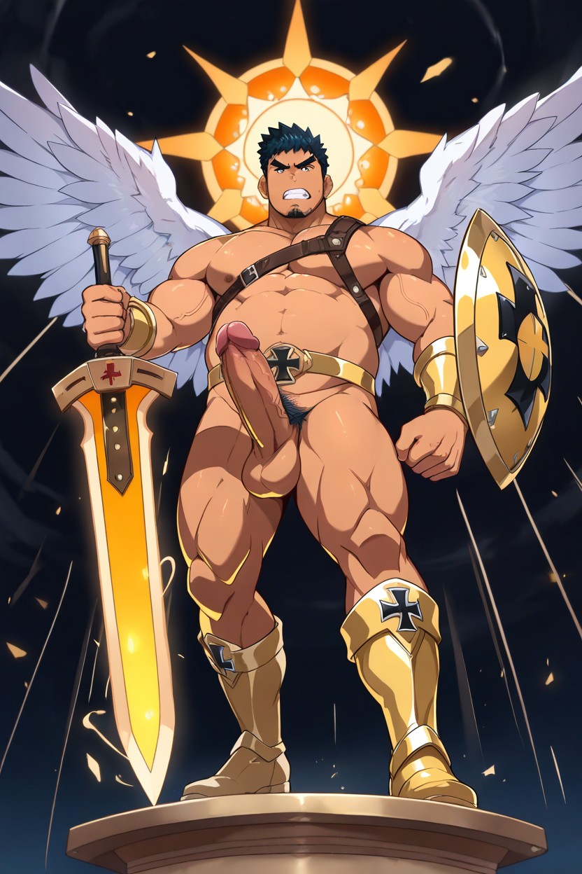 Black Background, Kuronezomi, Massive Muscular Body AI Gay Porn
