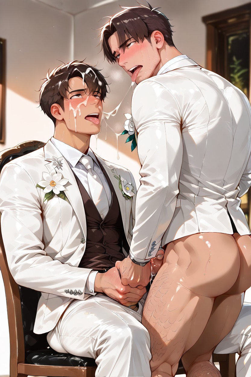 Bend Your Knees And Spread Your Legs, Gay Porn, White Shirt AI Gay Porn