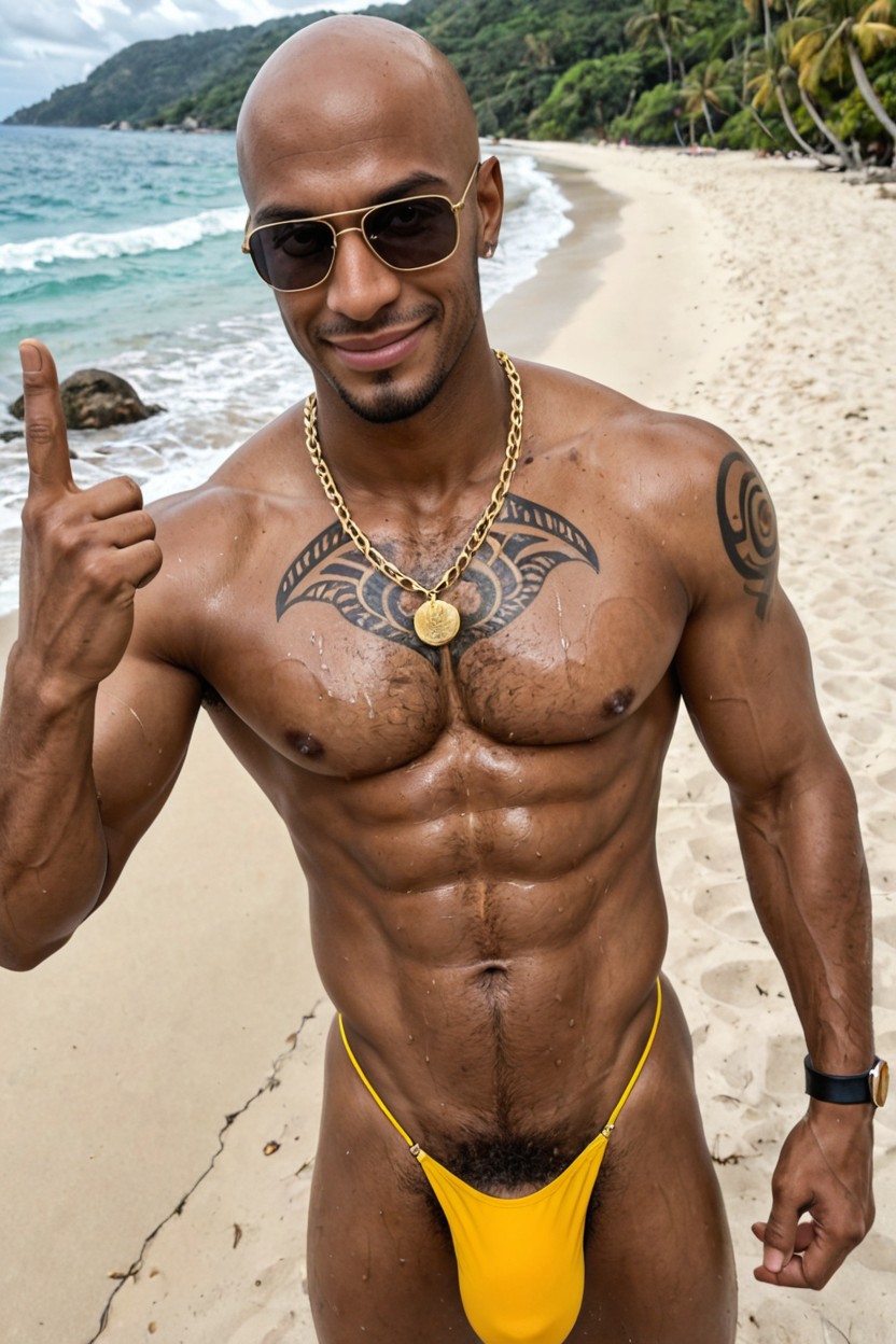 Only One Person, Pubic Hair, Oiled Skin AI Gay Porn