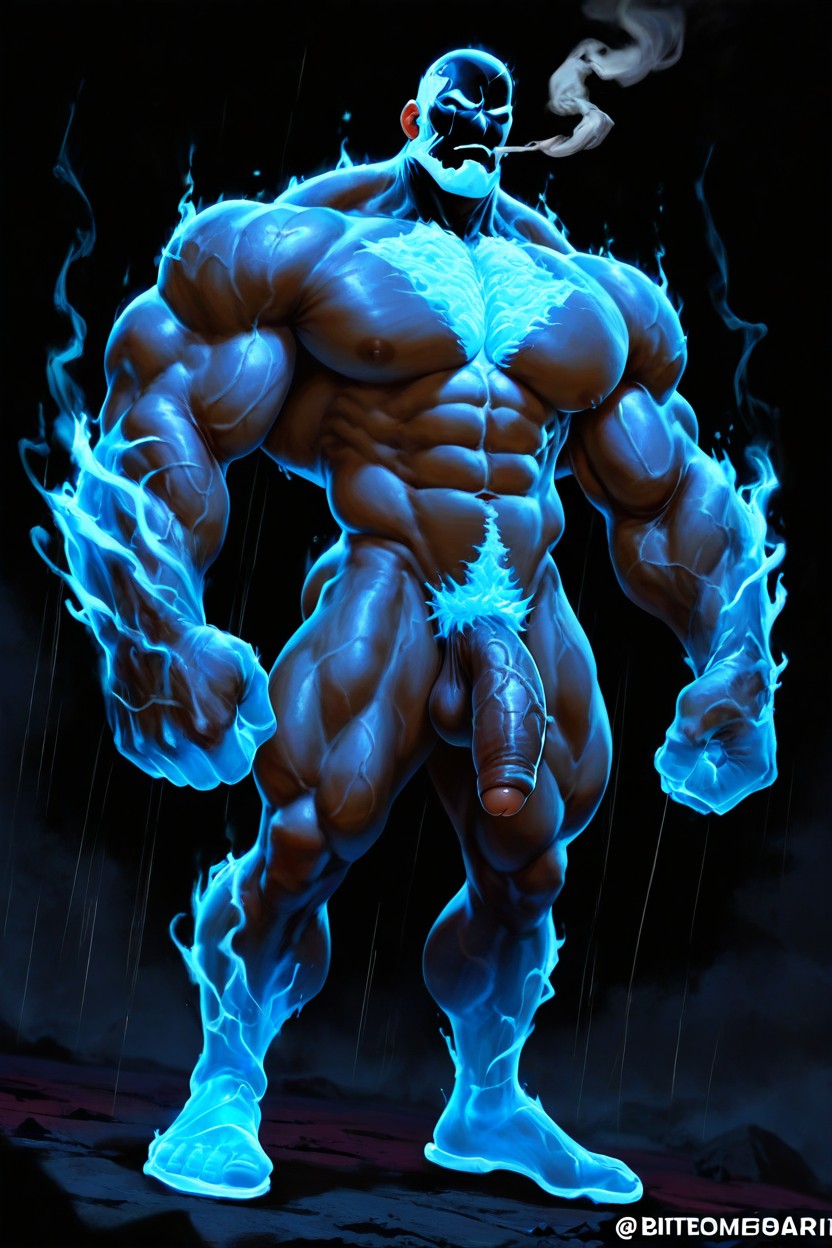Smoke, Blue Hue, Glowing Pink Porno gay IA