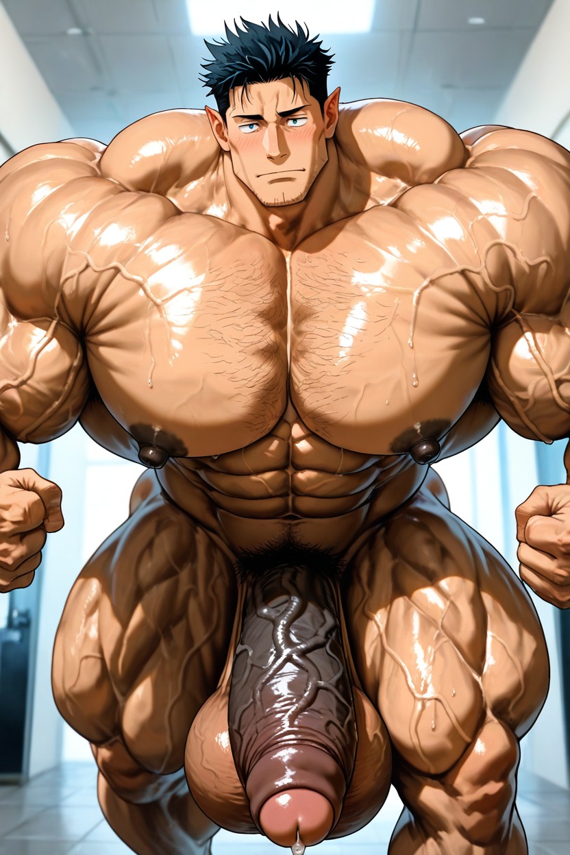 Pubic Hair, Colossal Muscularity, Black Penis AI Gay Porn