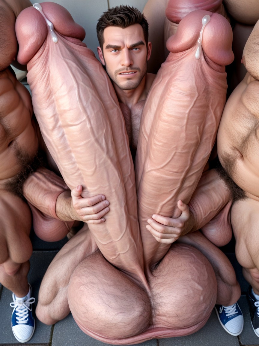 25+, Perfect Absurd Oversized Incredibly Long And Thick Uncut Hyper Cock, Uncut Hyper Cock Much Bigger Than Body AI Gay Porn