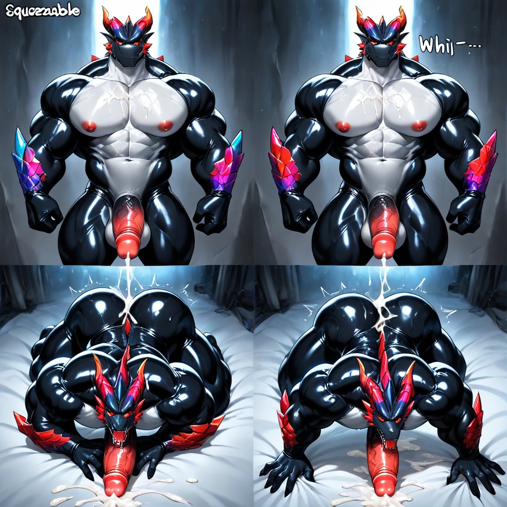 On Fours, Oversized Muscles, Multicolored Scales AI Gay Porn