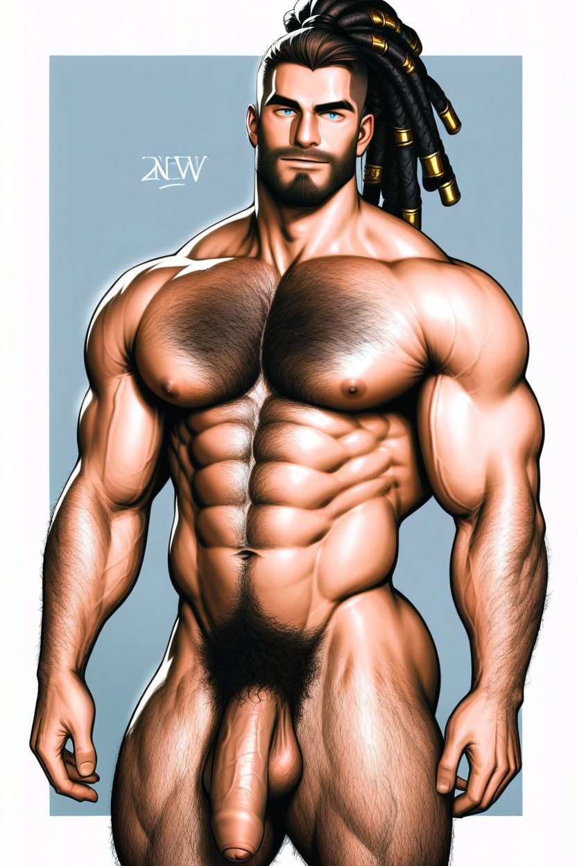 Black Goatee, Wide Shoulders, 1 Person AI Gay Porn