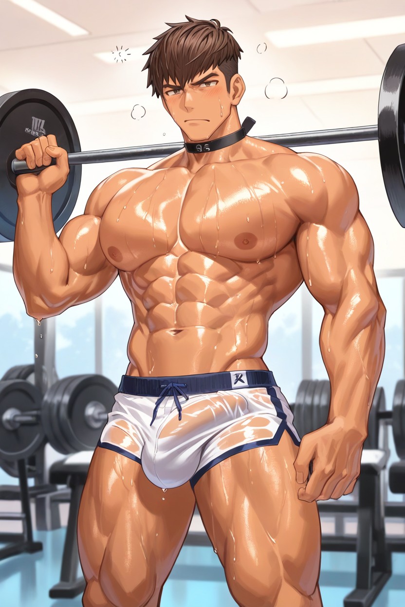 Boyish Face, Barbell On Neck, Smallcircumference Waist AI Gay Porn