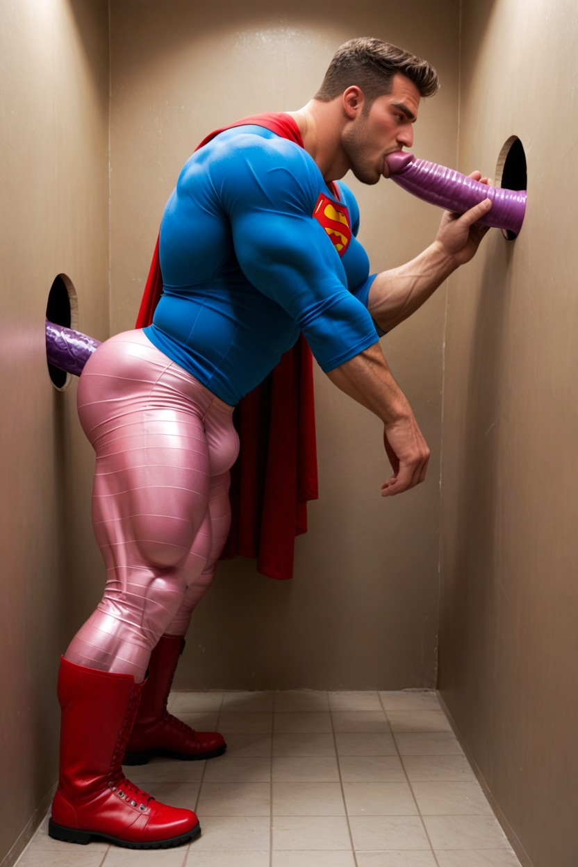 Superman, Toilettenkabine, Bei Hitze KI Schwulenporno