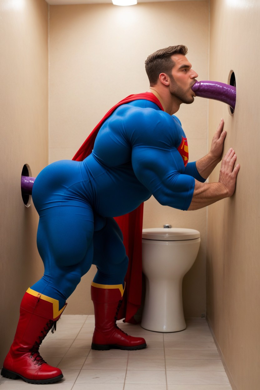 Hyper Boobs, In A Bathroom Stall With Two Glory Holes, Cosplay AI Gay Porn