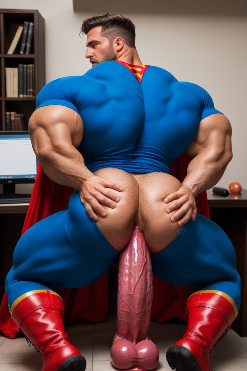 Dildo Ride, All Men, Robin Has With Taut Muscles And Huge Dick AI Gay Porn