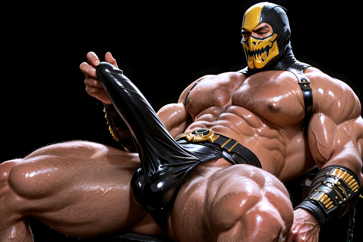 And Jaw He Is Lying On His Backextremely Hairy Body, Wide Angle, Ninja AI Gay Porn