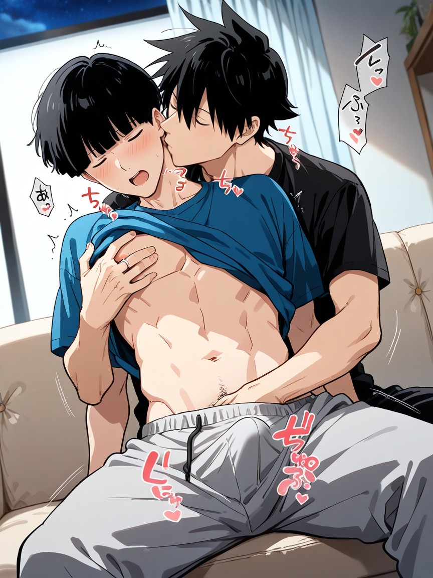 Bulge Crotch, Kissing To Behind Neck, Long Sweatpants AI Gay Porn