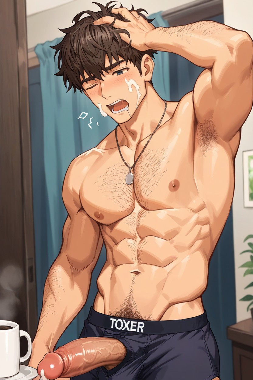 Hair Almost Reaching The Eyes, Messy Hair, Hairy Armpits AI Gay Porn