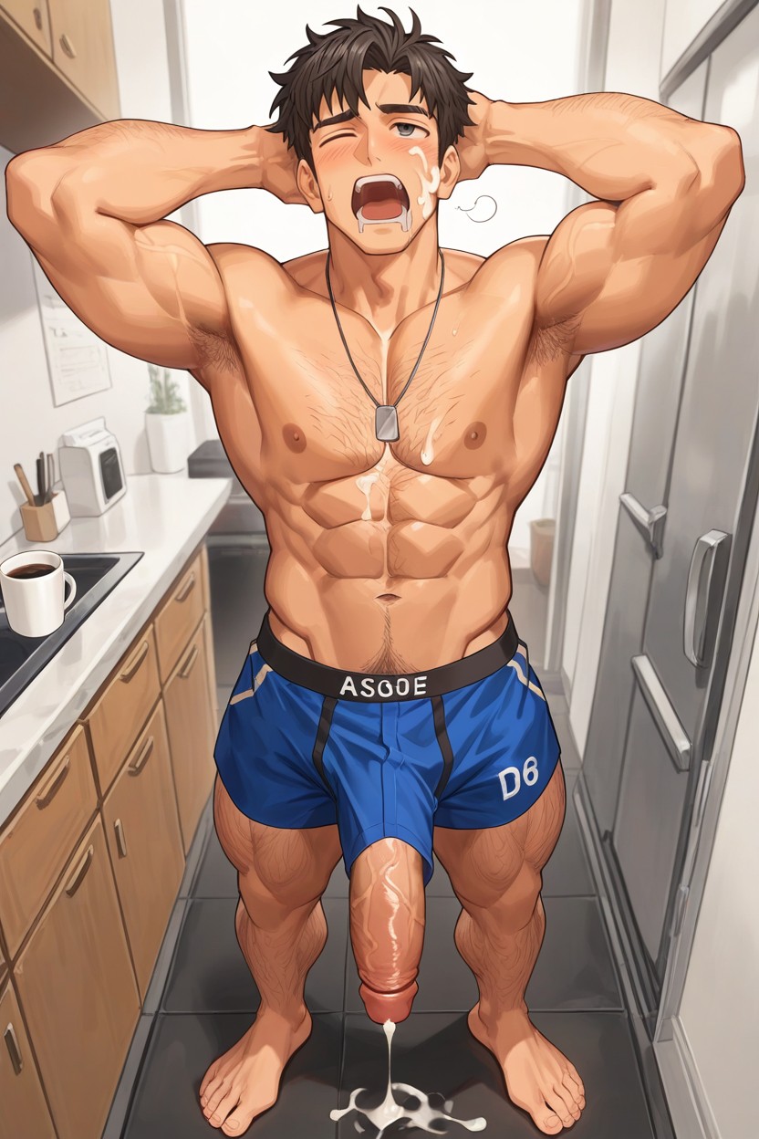 Artistnayoshi, Dick Going Out Of Boxer, Hair Almost Reaching The Eyes AI Gay Porn