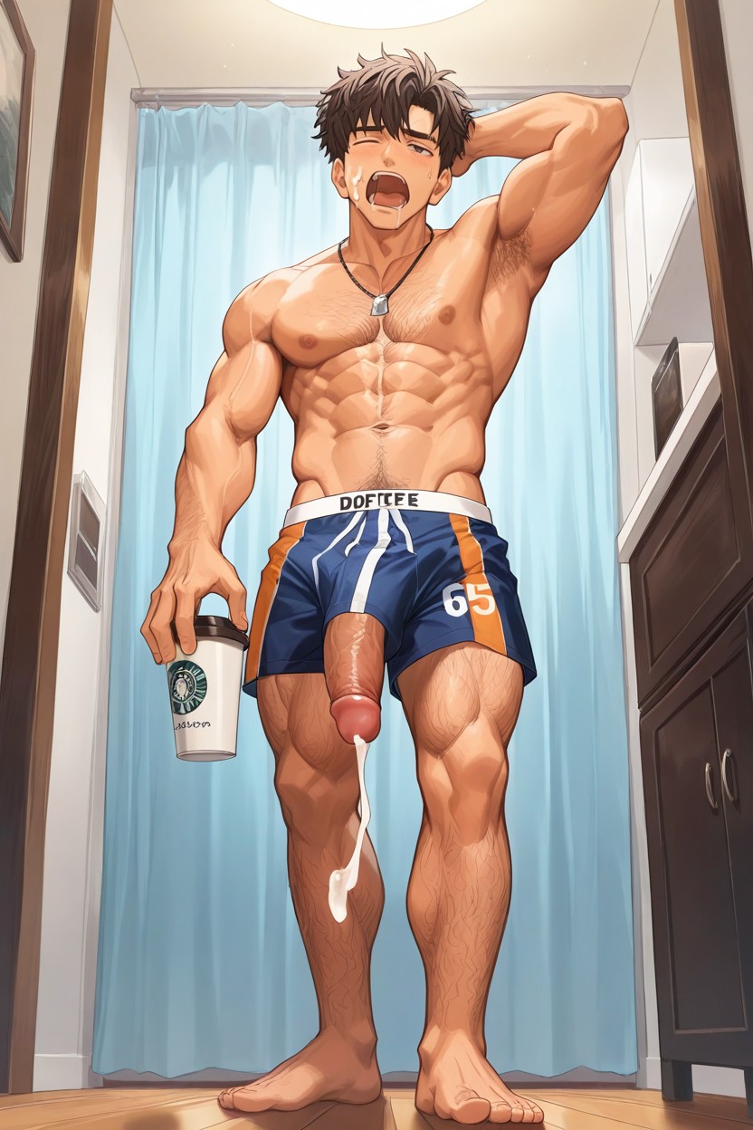 An Arm Behind The Head, Massive, Large Penis AI Gay Porn