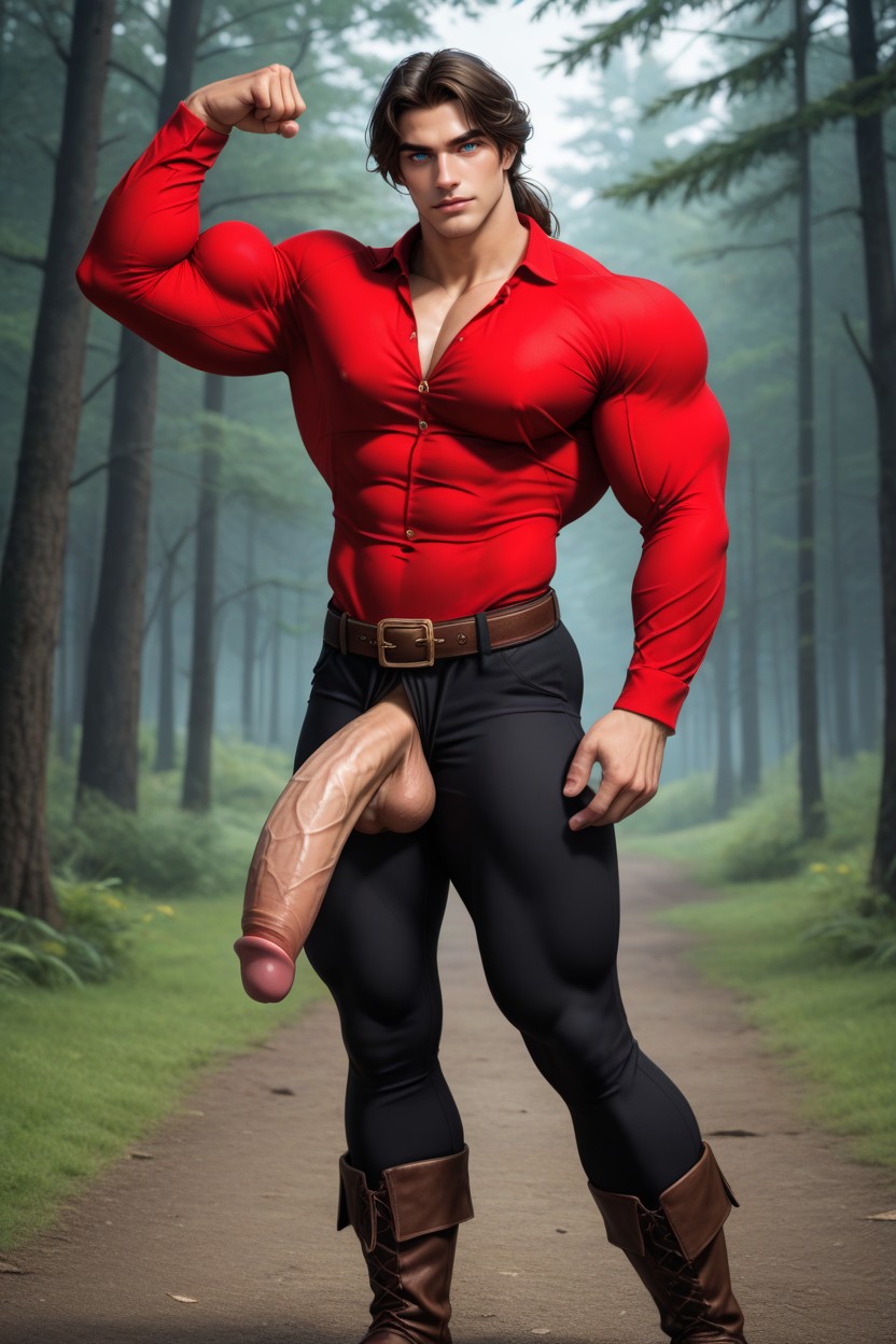 Medieval Clothing, Muscle Pecs, Yellow Shirt Collar Porno gay IA