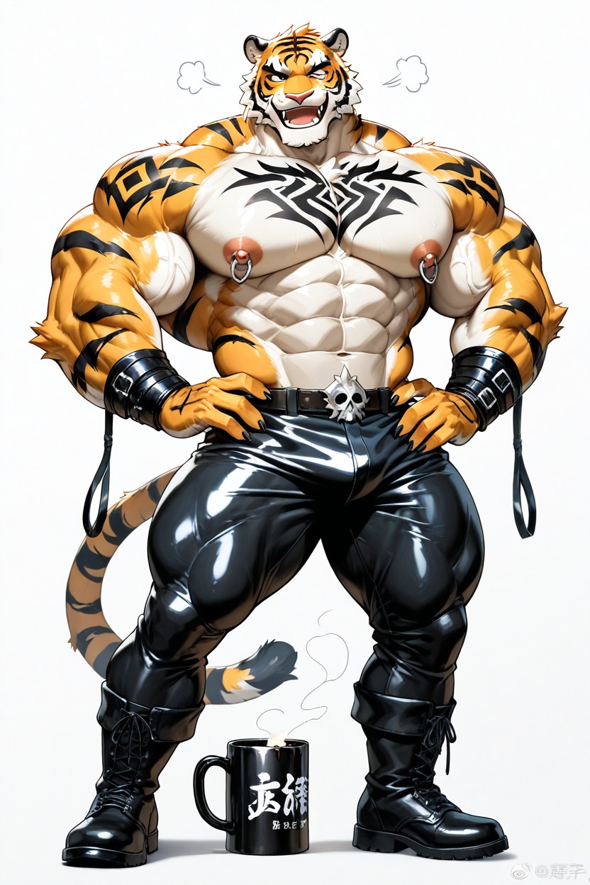 Full Body, Smug Expression, Tiger AI Gay Porn