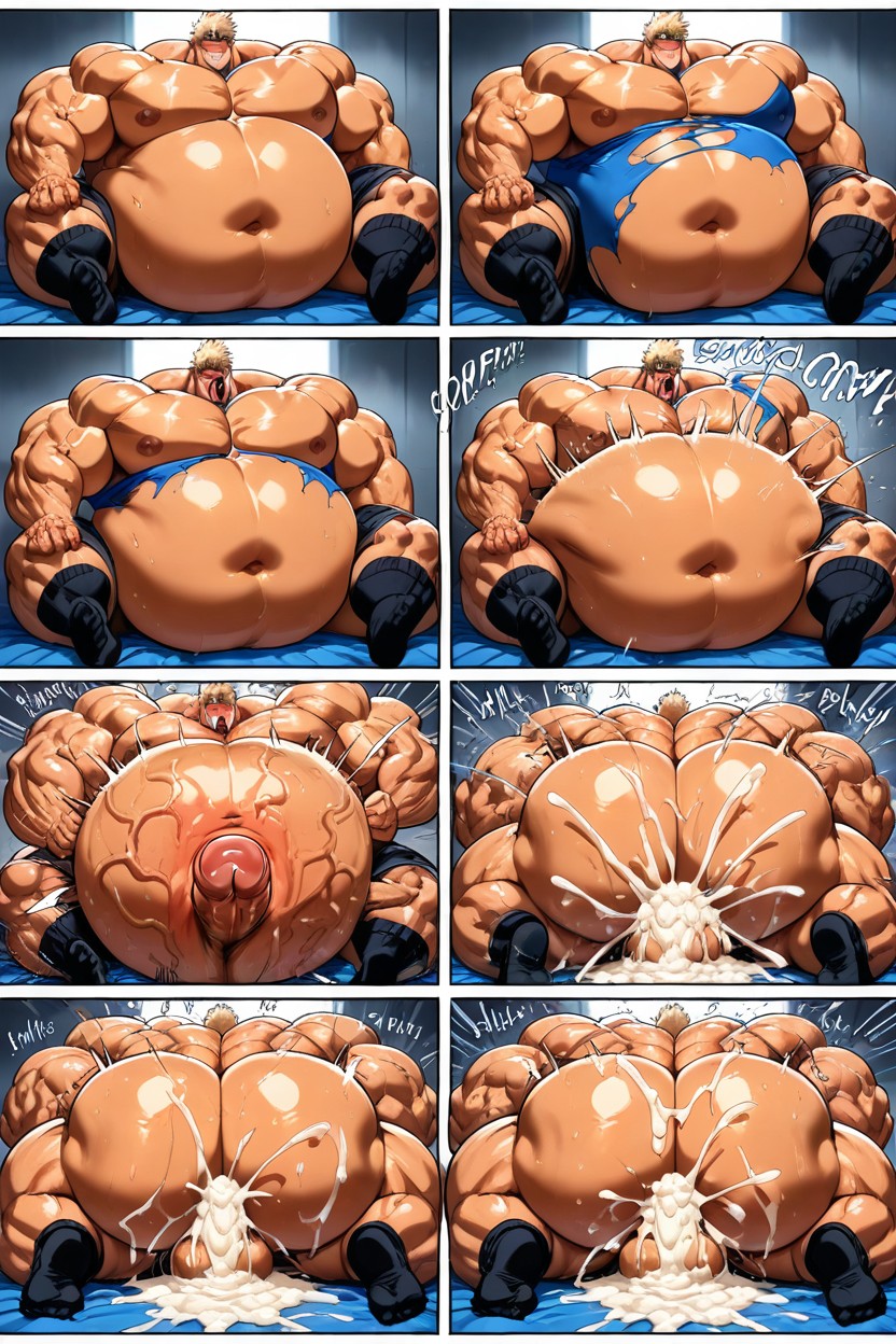 His Belly Grows Obese, Panel Comic Strip Showing Man Gaining Weight Out Of Control, 25+ AI Gay Porn