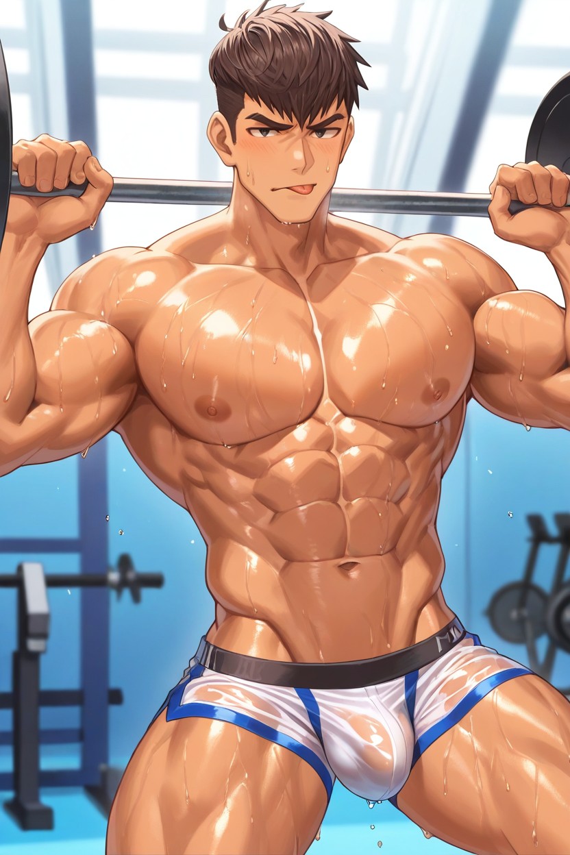 At Gym, Nyuudles Art Style, Narrowaist AI Gay Porn