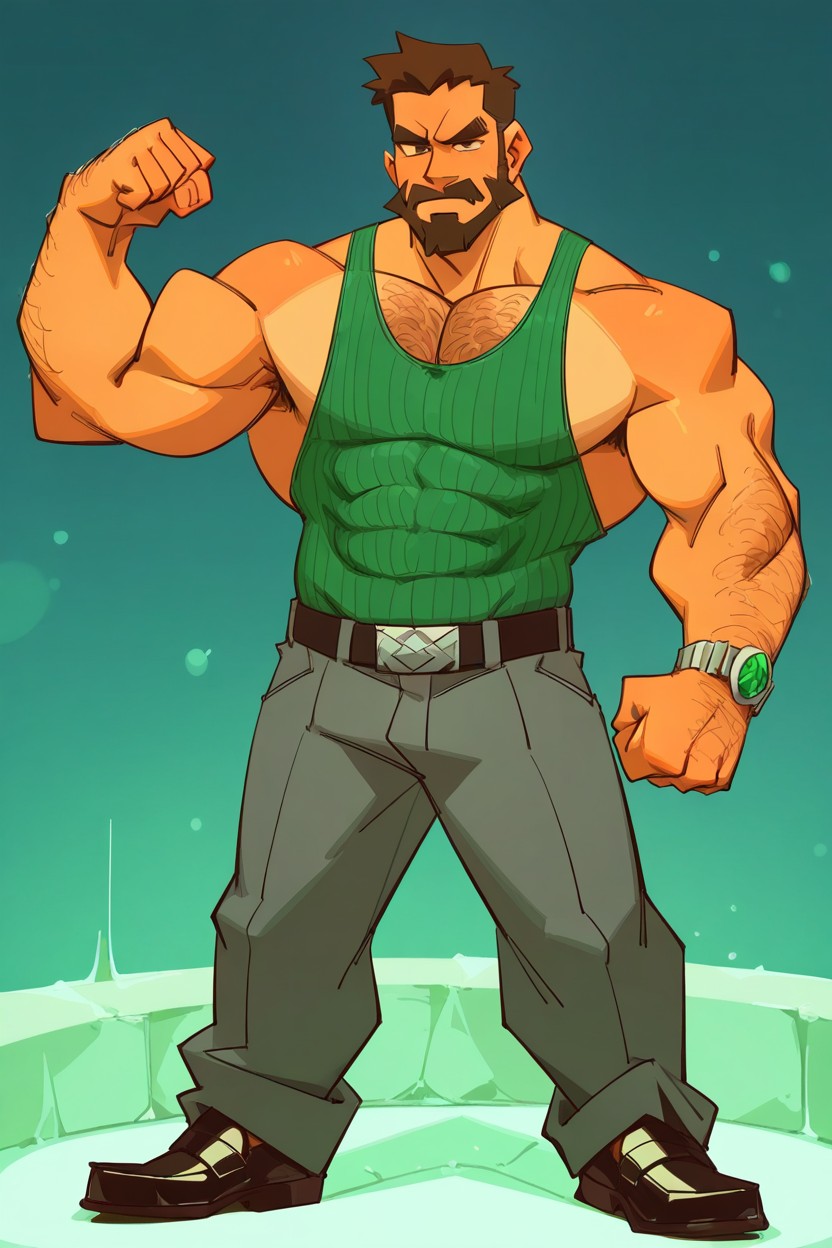 18+, And Broad-shouldered With A Thick Neck And Heavy Chest Development facial Features, Focused Eyes And Subtle Furrowed Brows physical Appearance build Extremely Muscular AI Gay Porn