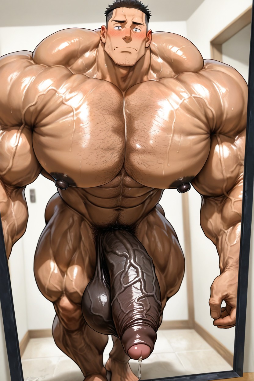 Hyper Vasculer Skin, Sculpted Neck, Hair Shaved On Sides AI Gay Porn