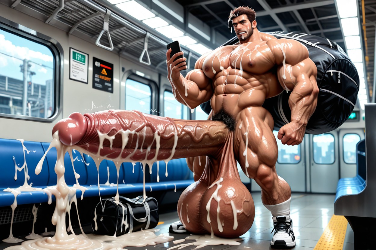 Room Flooded With Cum, Arms Coated With Cum, Cum On Biceps AI Gay Porn