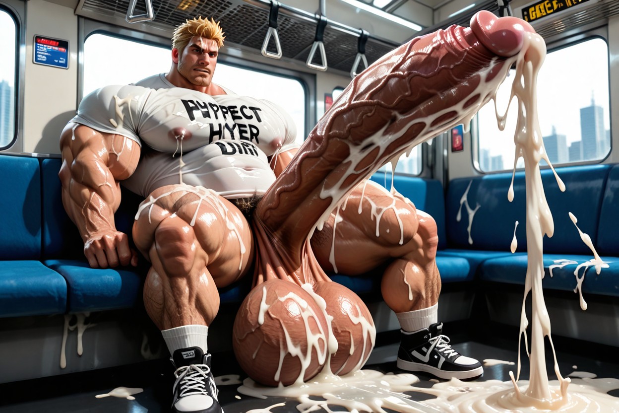 Extreme Hyper Penis, Cum Covering Body, Testicles Too Big AI Gay Porn